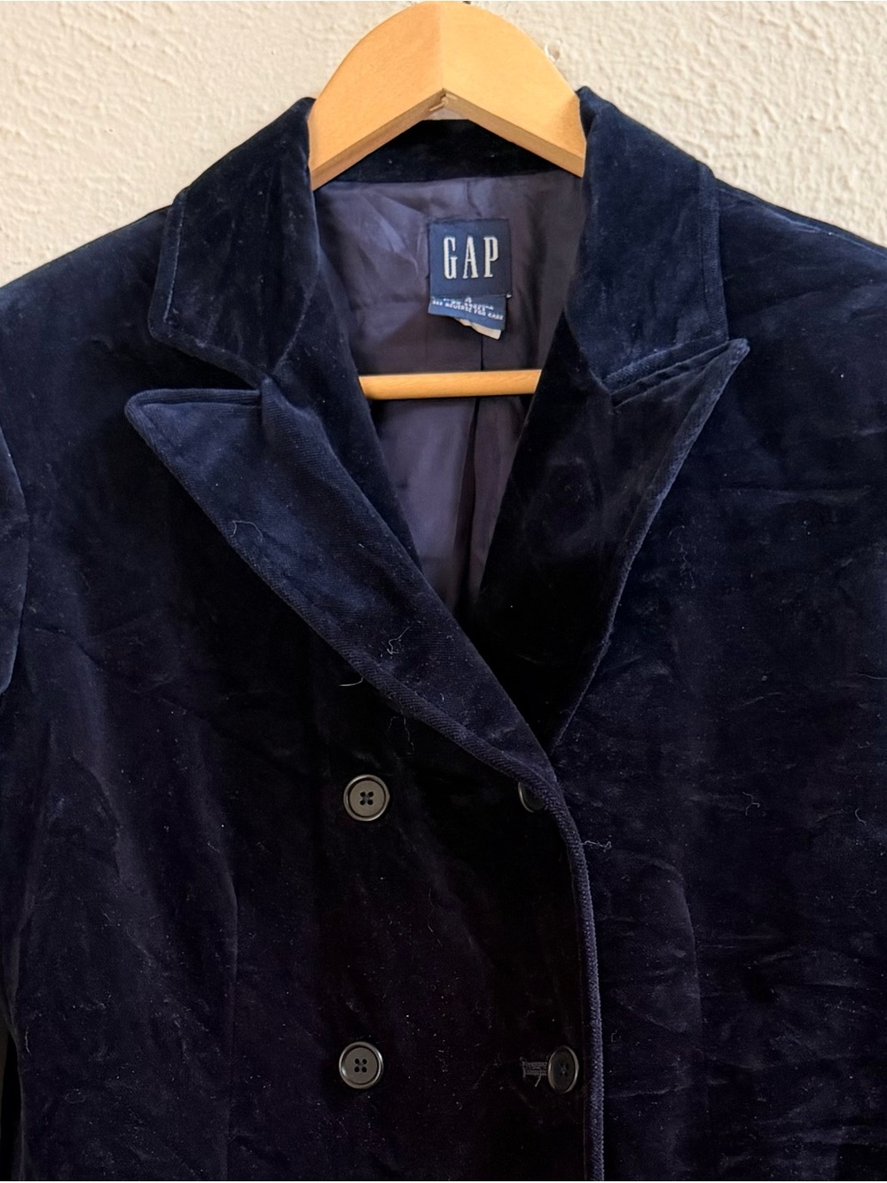 Vintage GAP crushed blue velvet double breasted jacket - Picture 2 of 6